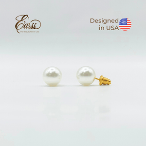 10 mm White Pearl With Post Earring | Stainless Steel | Gold Plated